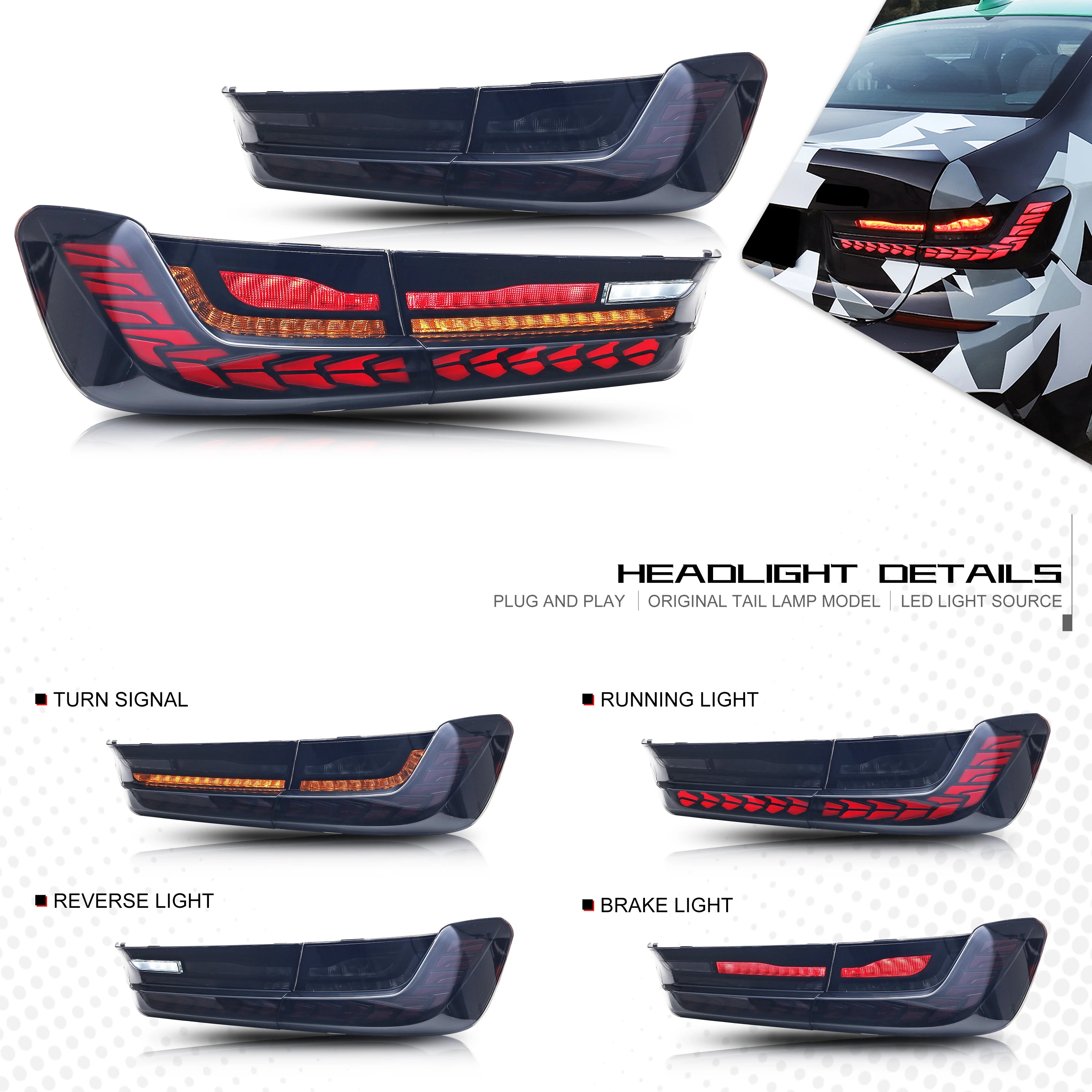 BMW GTS Tail Lights 3 Series G20 G80 M3 Saloon 2019-2024 Rear Lamps